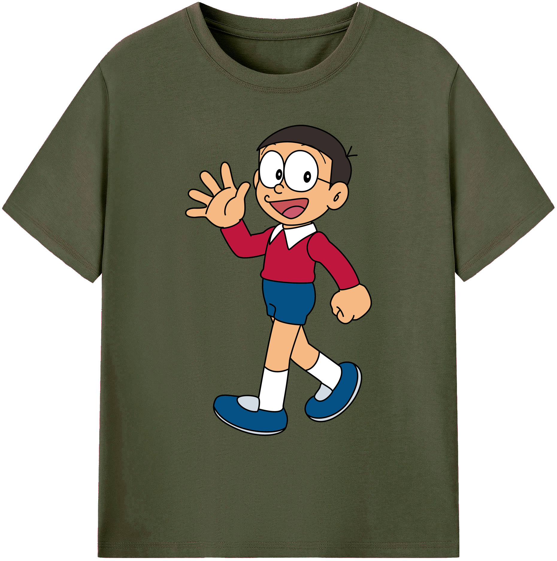 （画像用） ドラえもん 野比 のび太 Doraemon Nobita Nobi 綿100％ メンズ半袖Tシャツ｜肌触りやわらか＆通気性